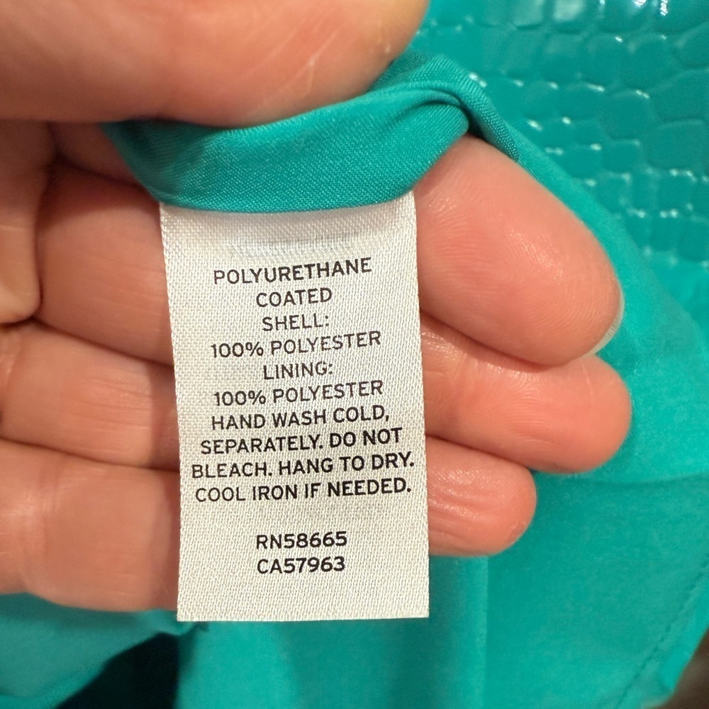 Halogen x Atlantic Pacific Croc Embossed Faux Leather Shift Dress S Teal - Picture 10 of 10